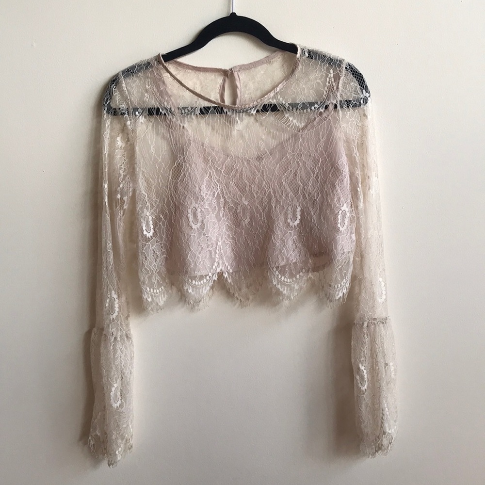 Lace crop top with camisole Size S